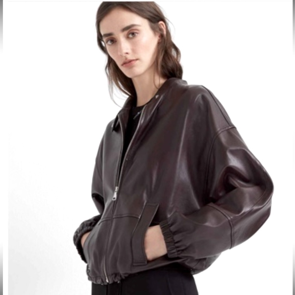 Club Monaco Blouson Sleeve Leather Jacket